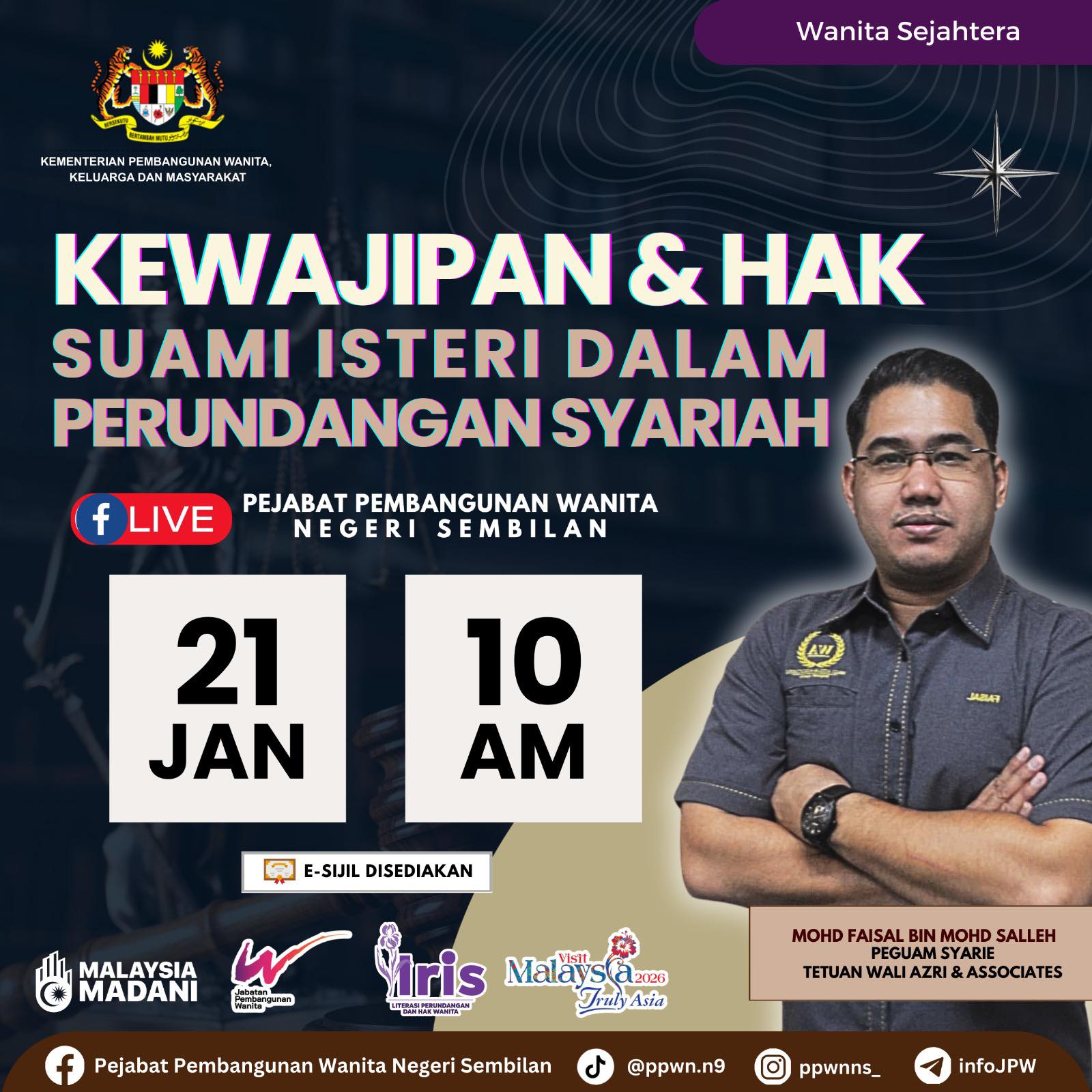 Wanita Sejahtera: Kewajipan & Hak Suami Isteri Dalam Perundangan Syariah