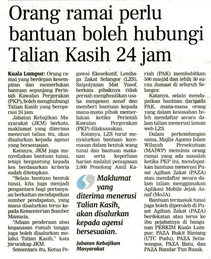 Talian Kasih Operasi 24jam